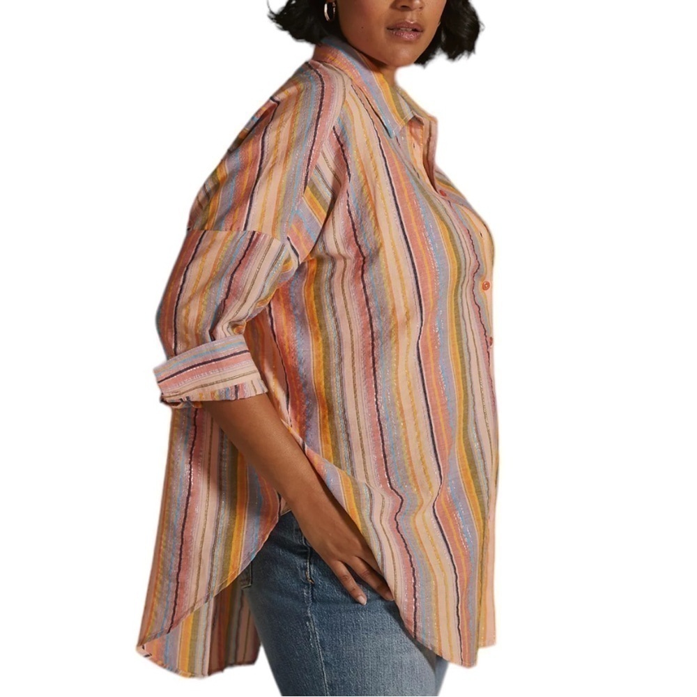 Anthropologie Multicolor Striped Button Down Shirt